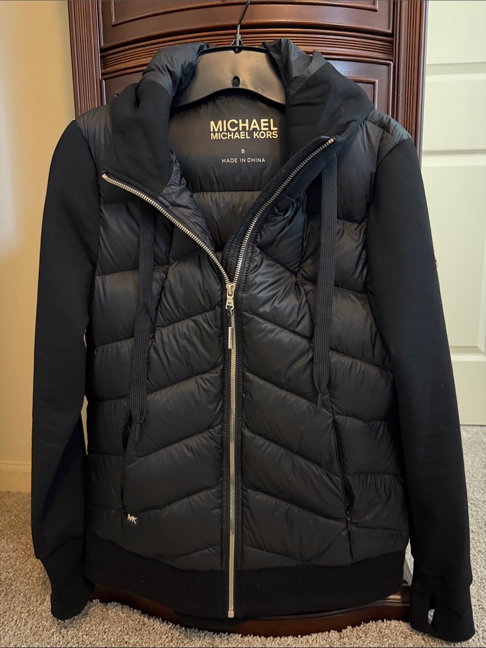 MICHAEL Michael Kors Black Quilted Puffer Hoodie Jacket